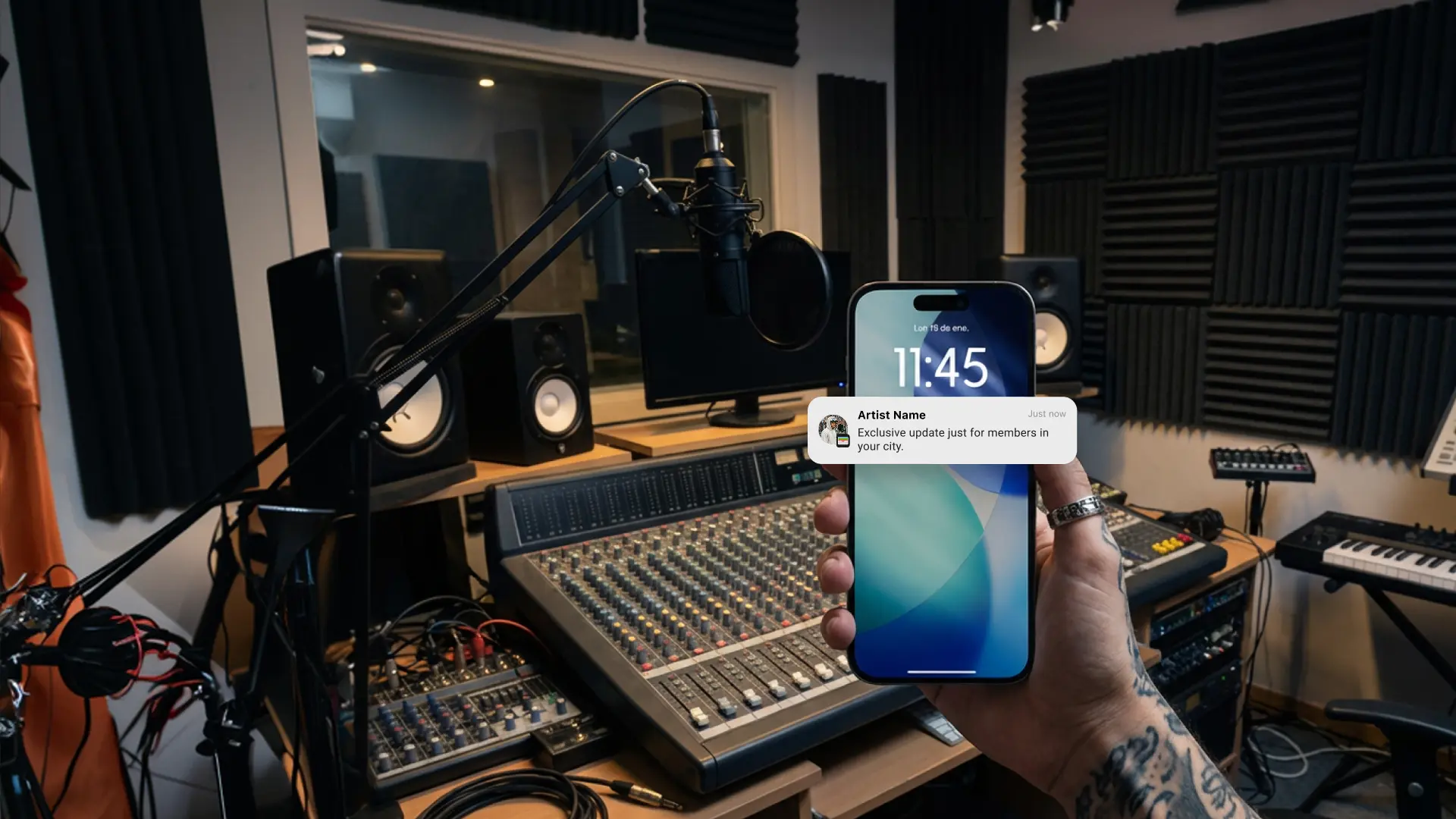 Músico usando Walopass para conectar con fans mediante Wallet Passes