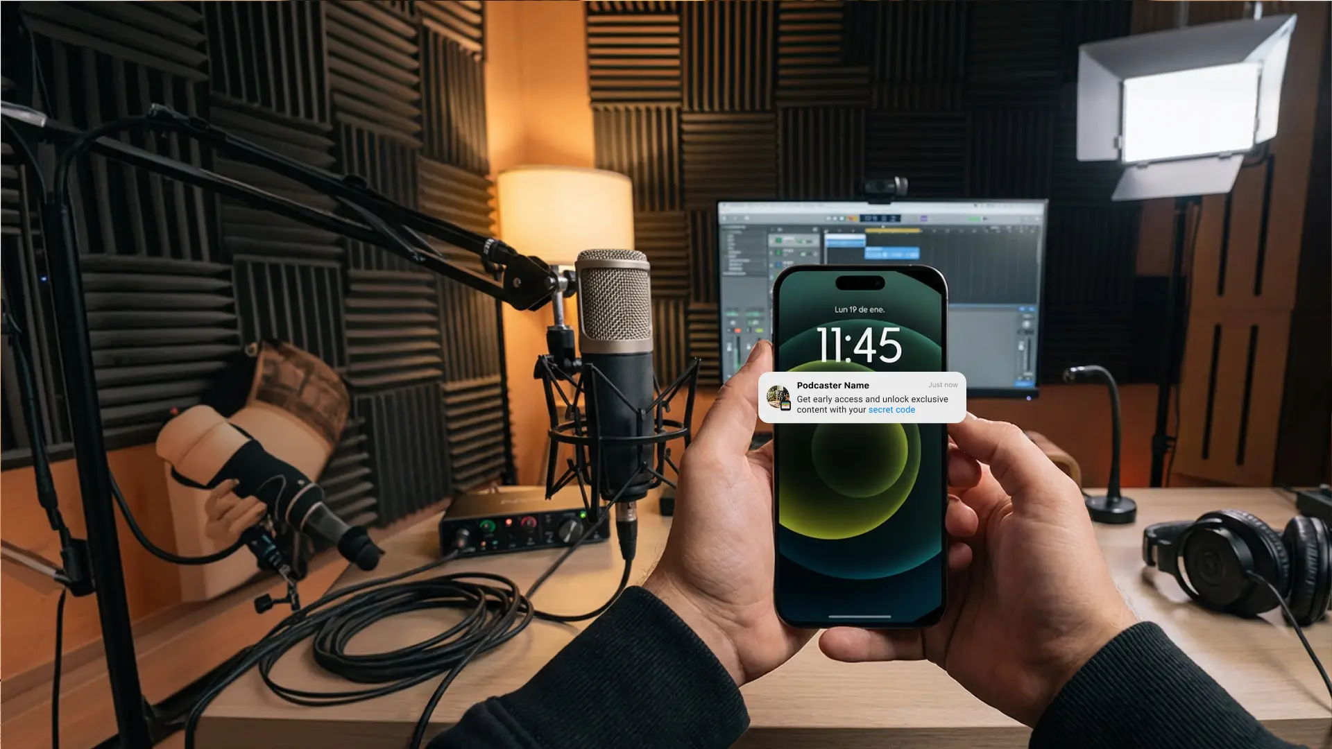 Podcaster using Walopass to connect with listeners on their lock screen